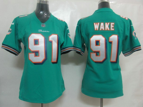 Women game Miami Dolphins 91 Wake Green jerseys
